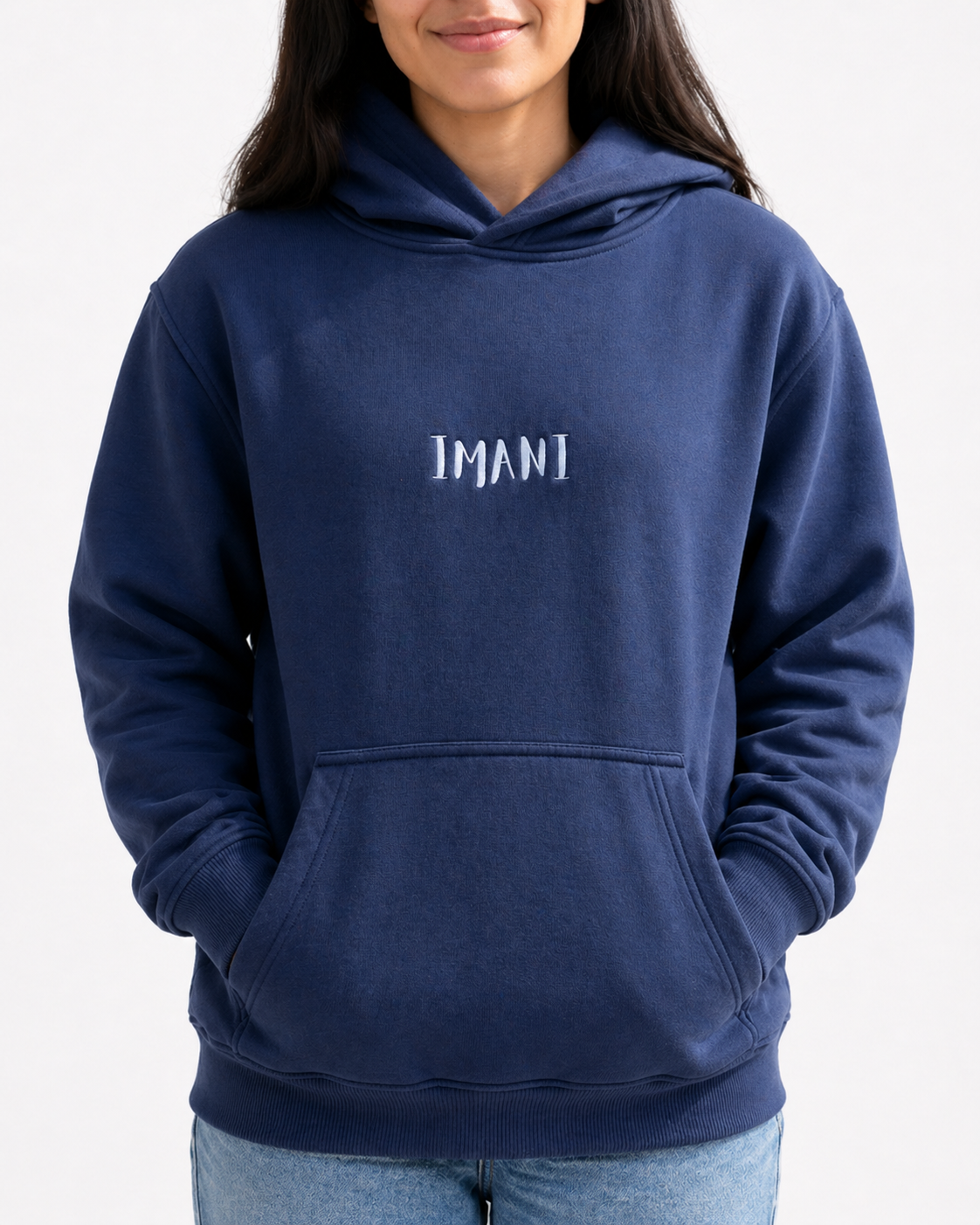 navy-blue front hoodie