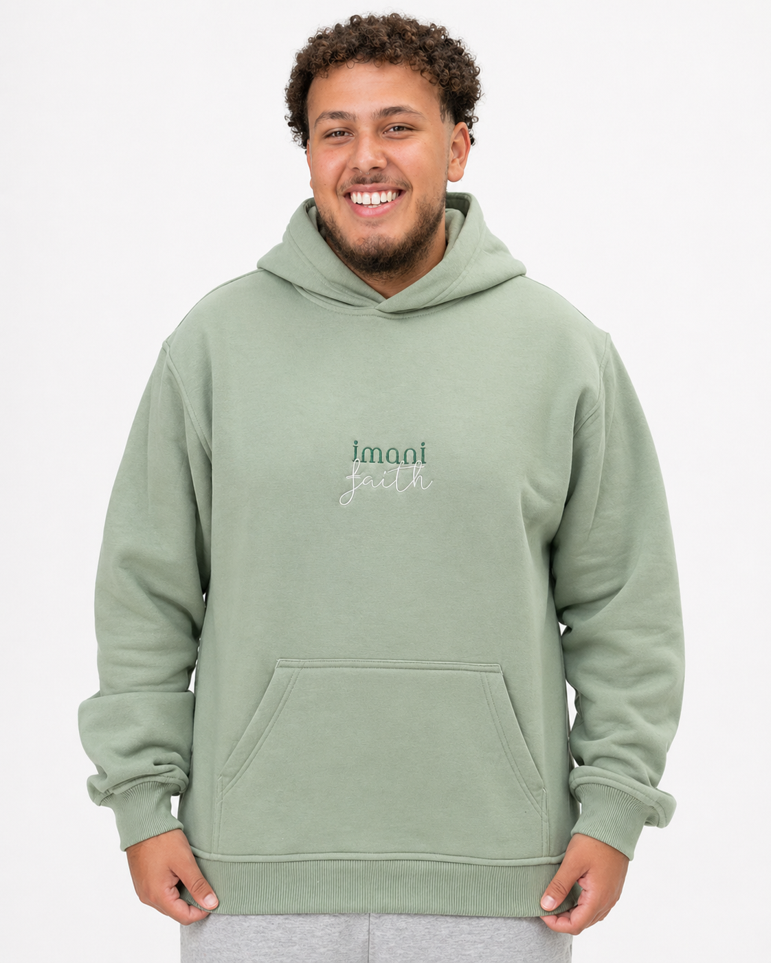 sage-green front hoodie