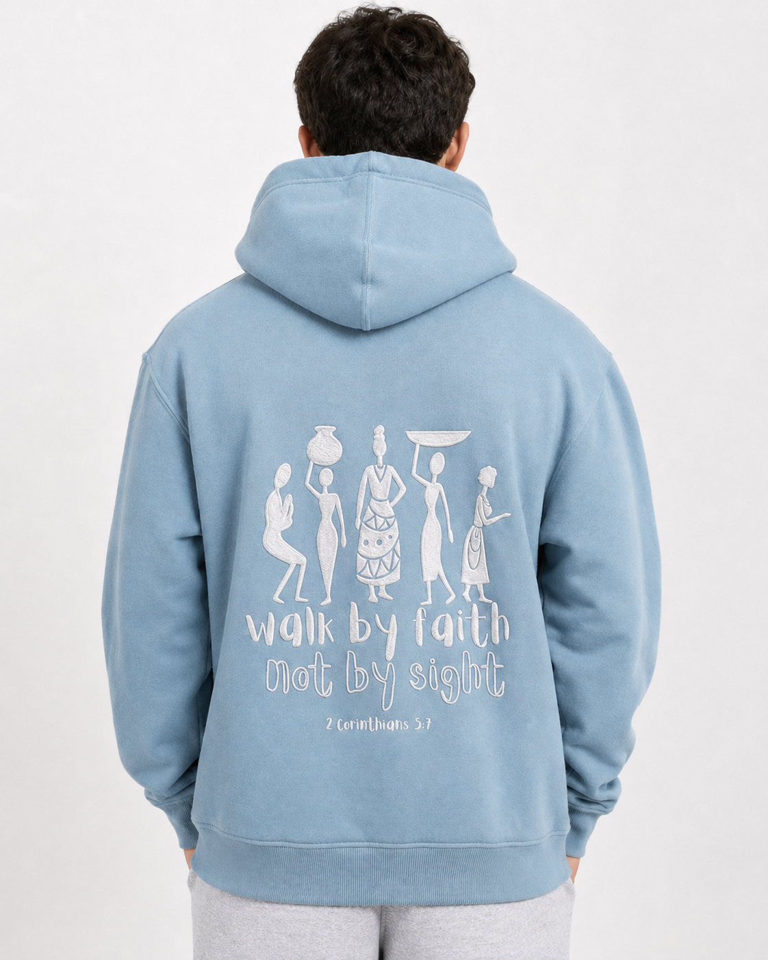 sky-blue back hoodie